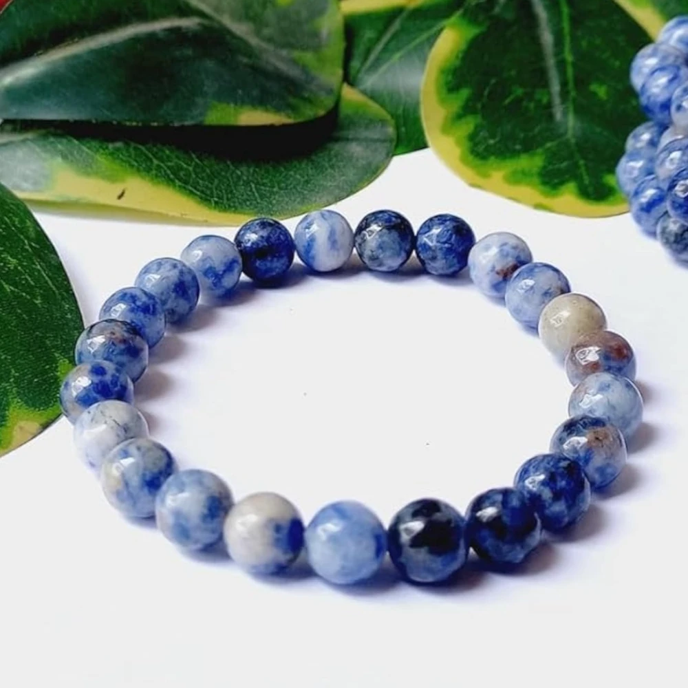 Agatesvibe Sodalite Bracelet – Calming & Soothing Stone | Enhances Clarity & Inner Peace Crystal Beads – Premium Jewelry Gift for Women (Pack of 1)