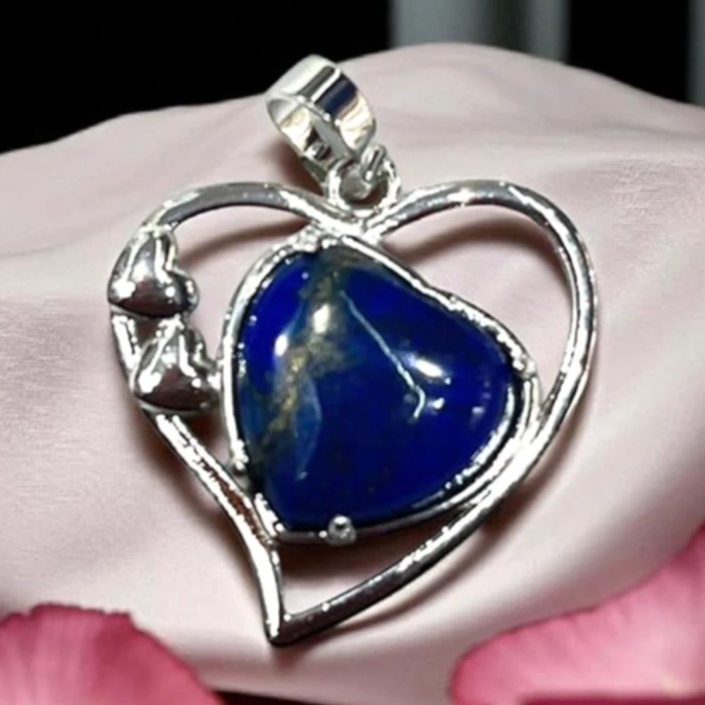 Agatesvibe Opalite Pendant – Natural Healing Crystal Pendant/Locket with Metal Chain | Energy Stone for Reiki, Chakra Balancing & Spiritual Growth | Handmade Gemstone Jewelry for Men & Women (Pack of 1) (Blue)