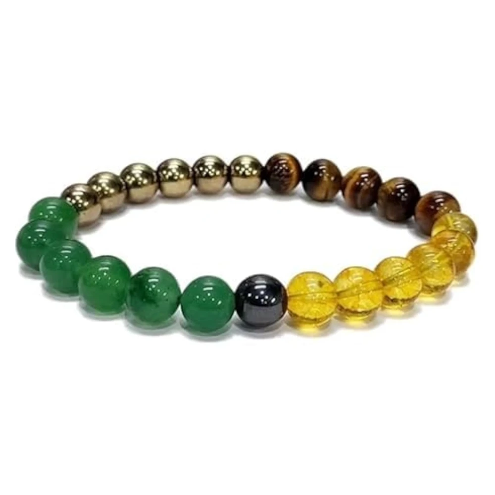 Agatesvibe Money Magnet Bracelet Pyrite, Green Aventurine, Citrine, Hematite, Tiger Eye Stone For Attracting Money, Financial Success, Good Luck, Crystal Healing Natural Gemstone Unisex-Adult