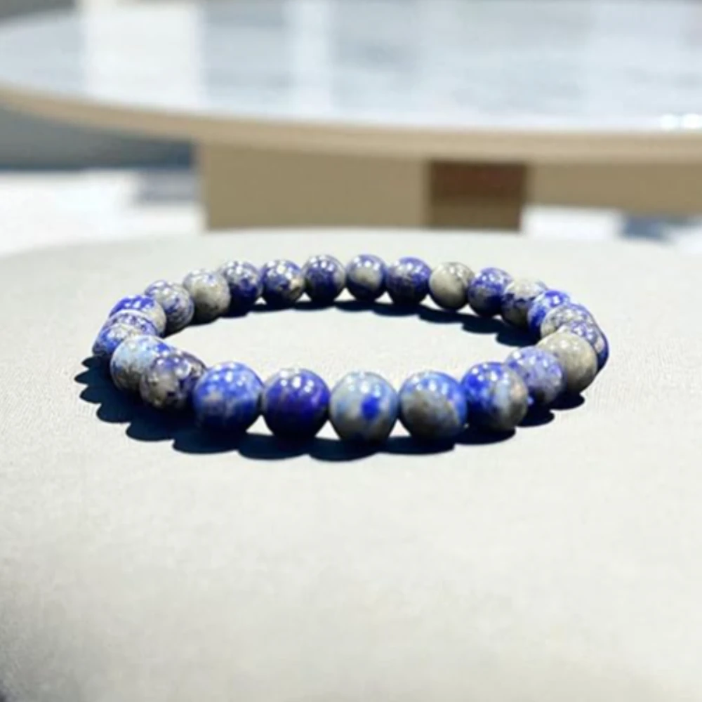 Agatesvibe "Certified Lapis Lazuli Bracelet – A1 Rated Natural Lajward Stone, Premium Round Beads, Unisex Healing Crystal Bracelet for Men & Women (Pack of 1)