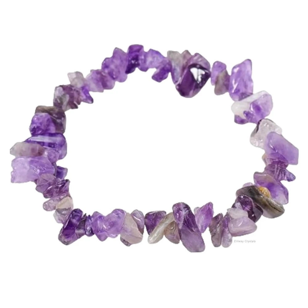 Agatesvibe Crystals Stretch Bracelet Irregular Beads Stretch Healing Crystals Chips Natural Gemstone for Women Jewelry Reiki Meditation (Pack of 1) (Deep Amethyst)
