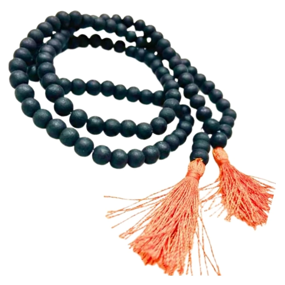 Men 100% Natural Unpolished Karungali Malai | Original 8mm Black Ebony Wood Mala | Natural Karungali Beads for Meditation, Protection & Spiritual Healing | Authentic Ebony Necklace (Pack of 1)