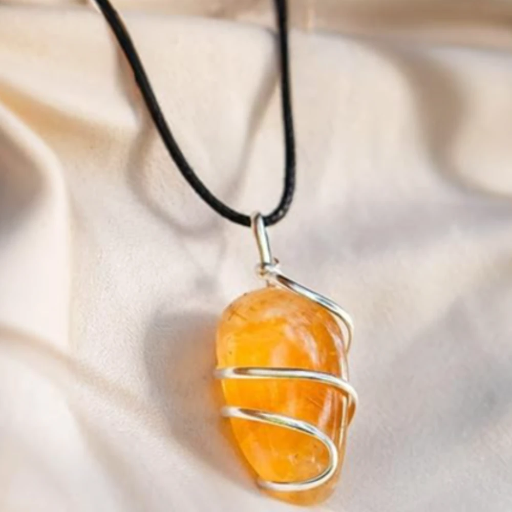 Agatesvibe Healing Crystal Pendant Necklace for Women – Handmade Jewelry with Ethically Sourced Genuine Crystals & Healing Stones (Pack of 1) (Citrine)