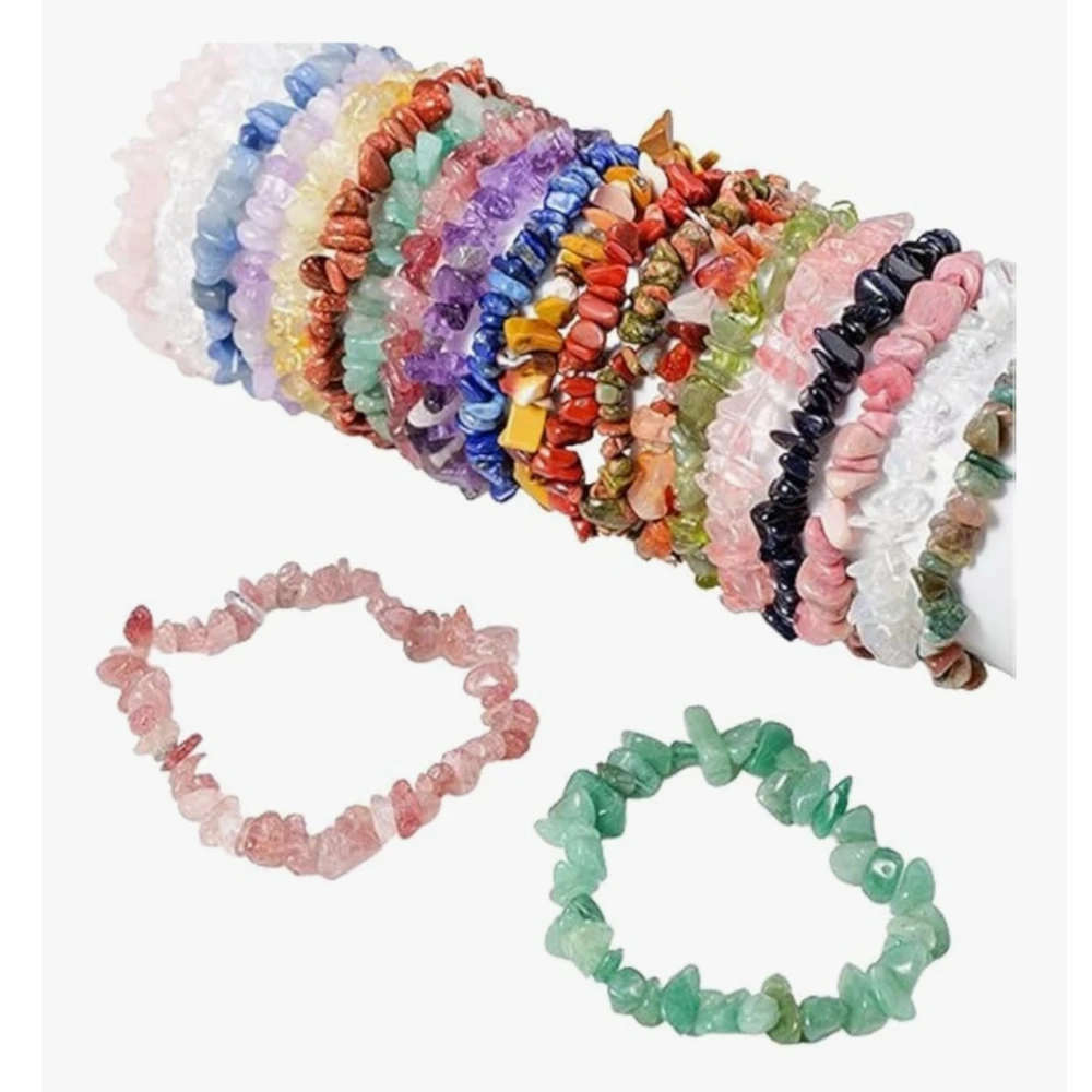 Agatesvibe Crystals Stretch Bracelet Irregular Beads Stretch Healing Crystals Chips Natural Gemstone for Women Jewelry Reiki Meditation (Pack of 1) (Morganite)