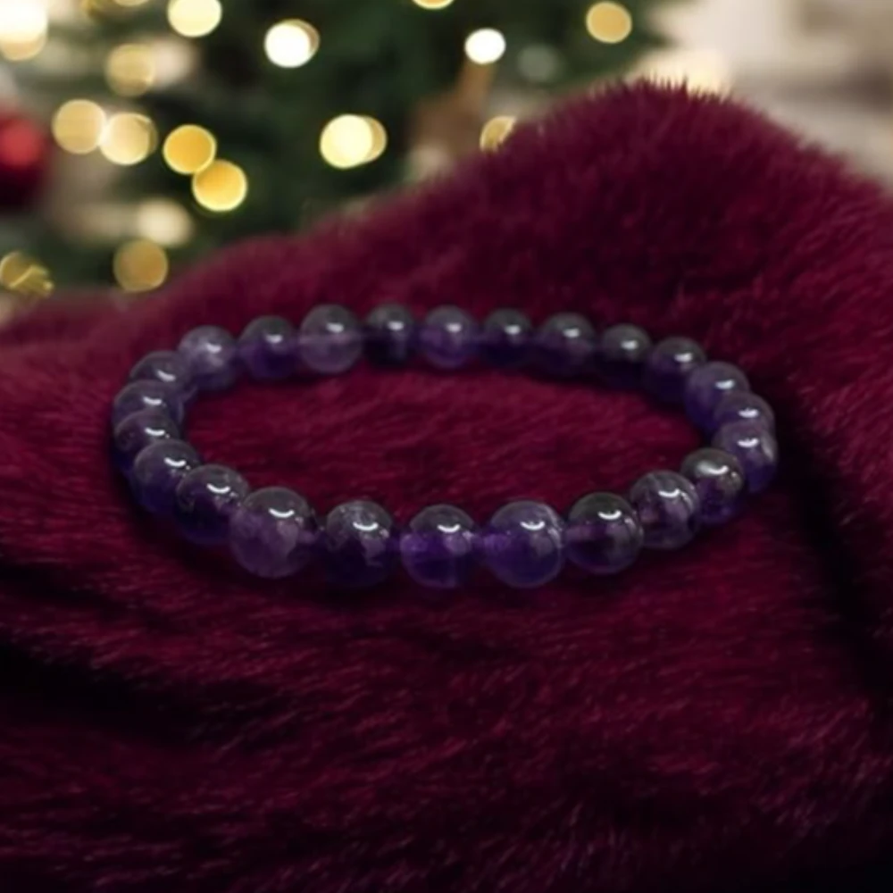 Agatesvibe Amethyst Bracelet - Natural Healing Gemstone Bracelet for Men & Women, Purple Color, 8mm Beads