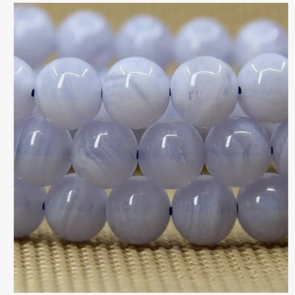 Agatesvibe Handmade Semi-Precious Gemstone Beaded Bracelet – 8mm Round Stretch Bracelet (7") for Unisex (Pack of 1) (A Grade Blue Lace Agate)