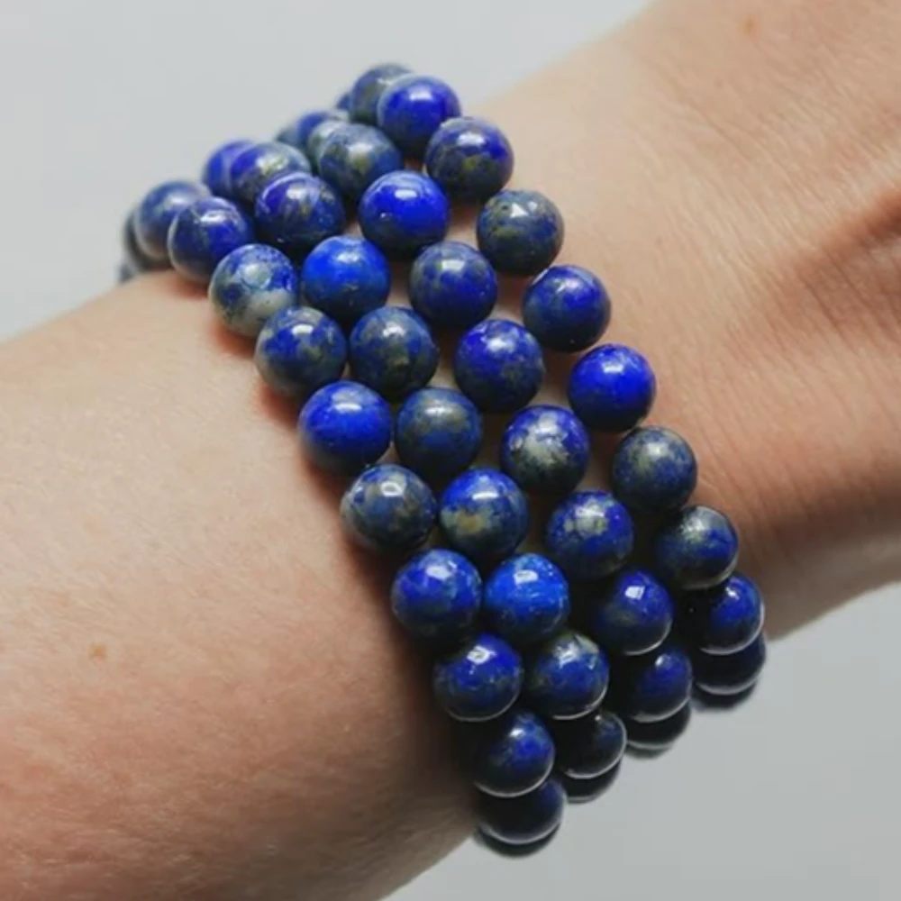 Agatesvibe Natural Certified 8mm Healing Crystal Bracelet | Unisex Stretchable Design | Chakra Balancing, Inner Peace & Abundance for Overall Well-being (Pack of 1) (Lapis Lazuli)