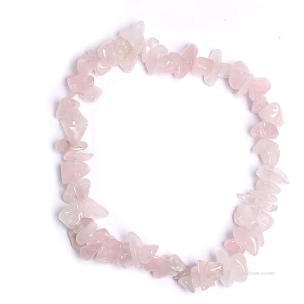 Agatesvibe Crystals Stretch Bracelet Irregular Beads Stretch Healing Crystals Chips Natural Gemstone for Women Jewelry Reiki Meditation (Pack of 1) (Strawberry Quartz)