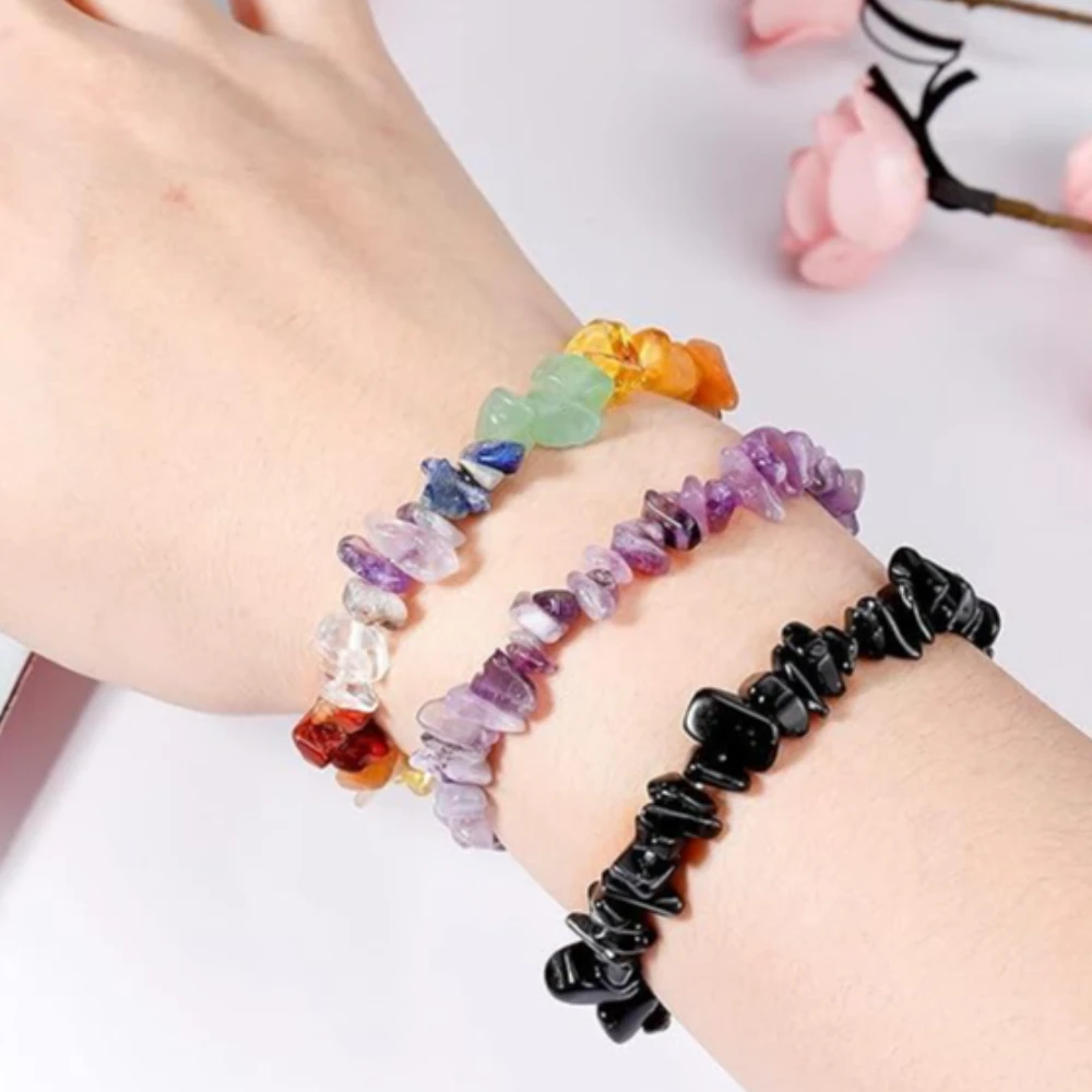 Agatesvibe Crystals Stretch Bracelet Irregular Beads Stretch Healing Crystals Chips Natural Gemstone for Women Jewelry Reiki Meditation (Pack of 1) (Larimar)