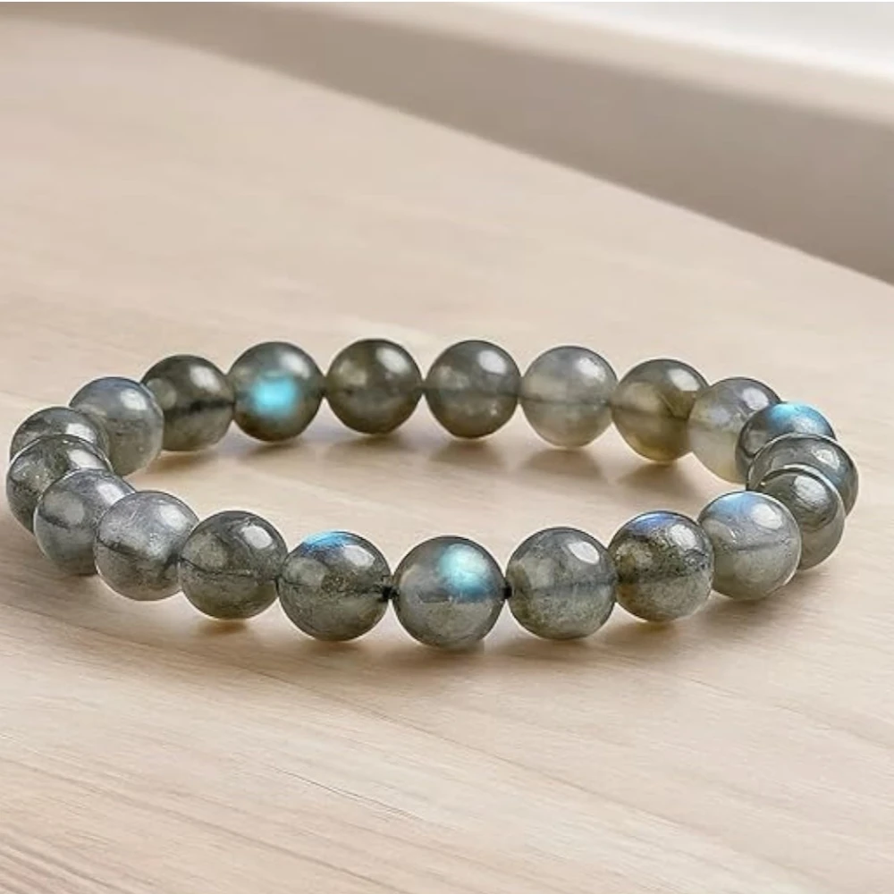 Agatesvibe Natural Certified 8mm Healing Crystal Bracelet | Unisex Stretchable Design | Chakra Balancing, Inner Peace & Abundance for Overall Well-being (Pack of 1) (Labradorite)
