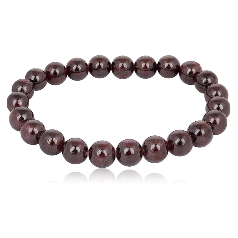 multiagate Red Garnet Beads Stone Bracelet For Unisex Adult (8 Mm)