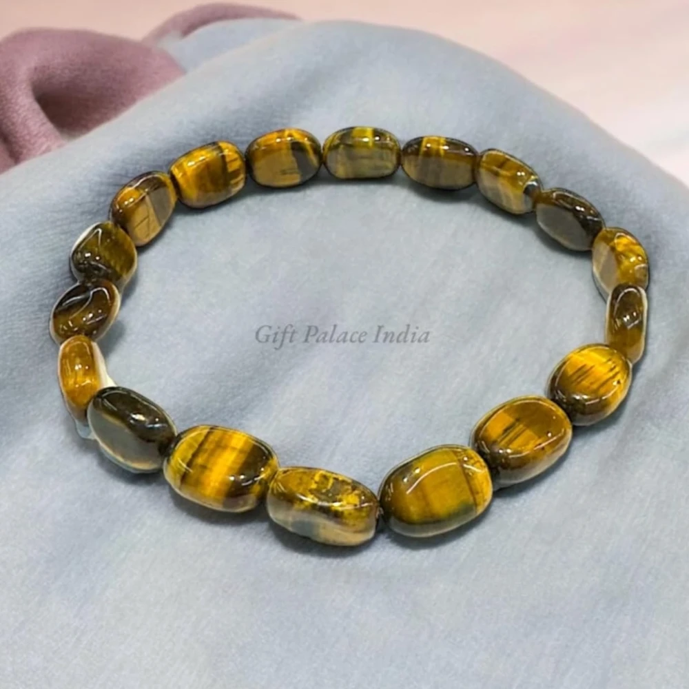 Agatesvibe Tiger's Eye Tumble Bracelet – Empower Vitality, Courage & Confidence with Solar Plexus Harmony (Pck of 1)