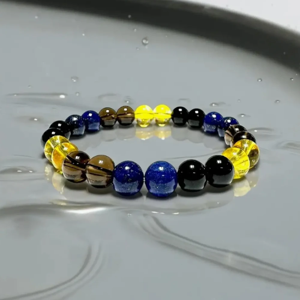 Agatesvibe Sagittarius Zodiac Bracelet – Lapis Lazuli, Black Obsidian, Smoky Quartz & Citrine for Protection & Positivity (Pack of 1)