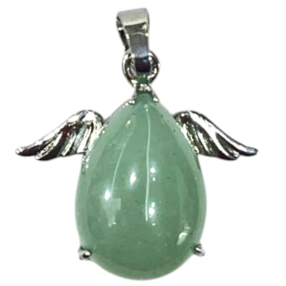 Agatesvibe Natural Green Tourmaline Angel Pendant – Handcrafted Crystal Healing Pendant for Reiki, Chakra Balancing & Spiritual Protection | Healing Stone Locket for Men & Women with Metal Chain (Pack of 1)