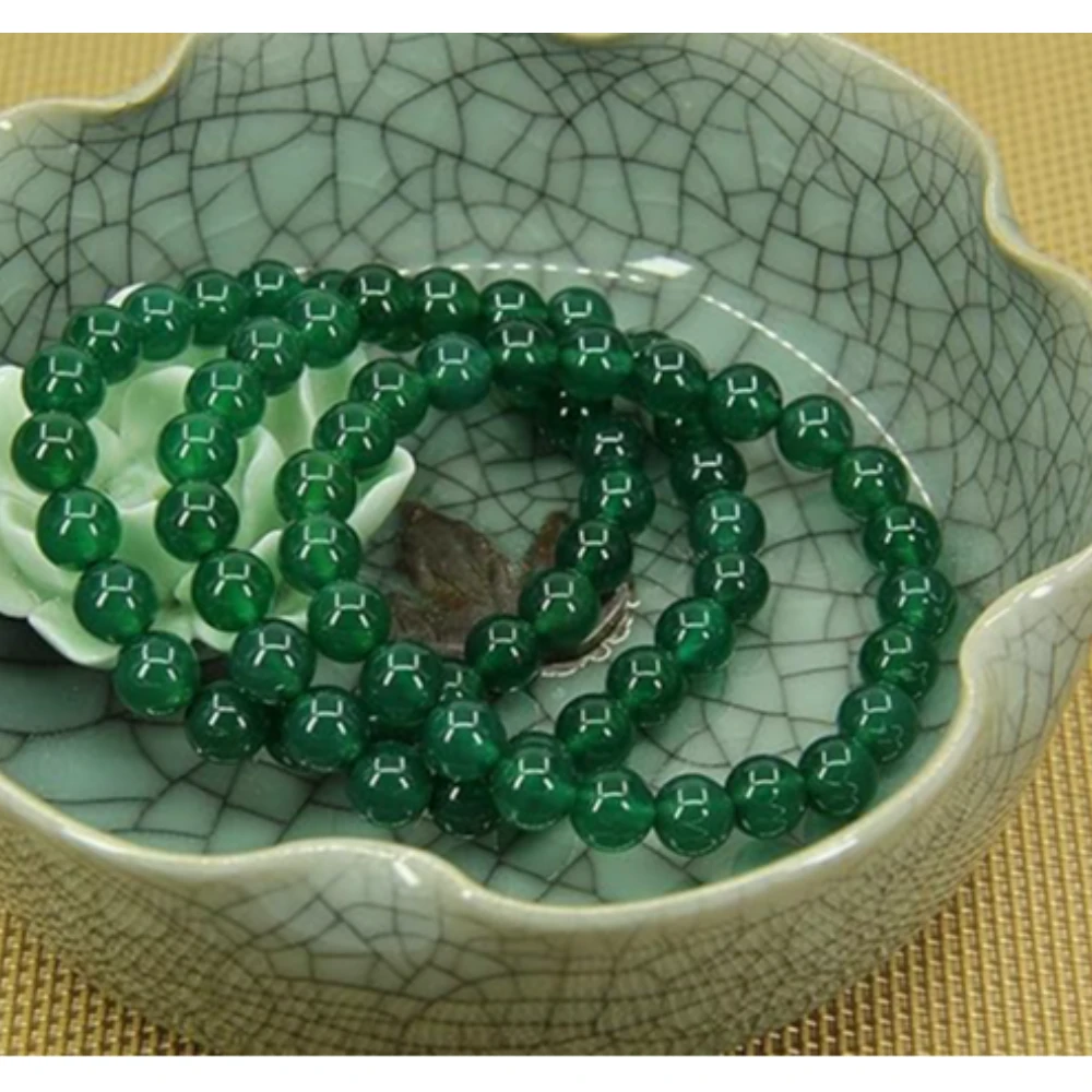 Agatesvibe Handmade Gem Semi Precious Gemstone 8mm Round Beads Stretch Bracelet 8mm Bead Size (Green Agate)