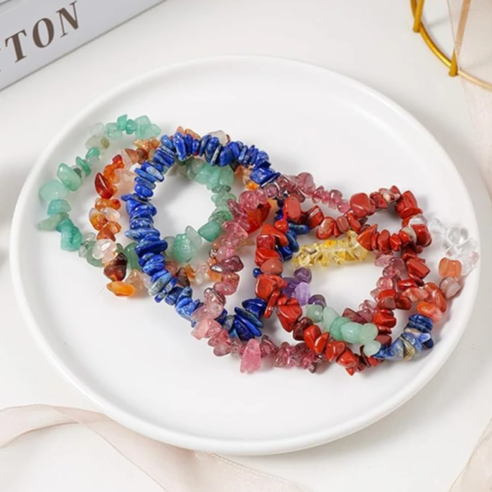 Agatesvibe Crystals Stretch Bracelet Irregular Beads Stretch Healing Crystals Chips Natural Gemstone for Women Jewelry Reiki Meditation (Pack of 1) (Carnelian)