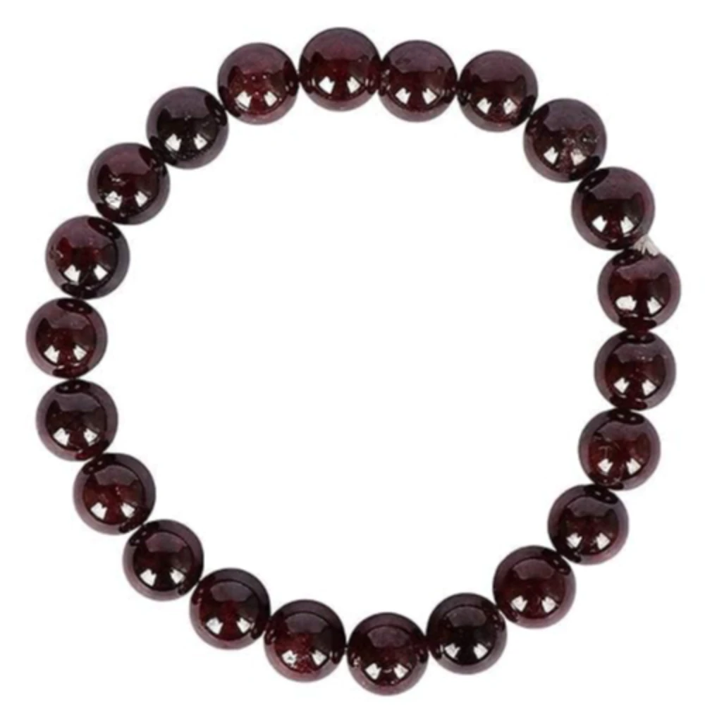 Agatesvibe™ Red Garnet Crystal Bracelet (8mm) – Natural Gemstone Beads for Men & Women | Elastic Reiki & Feng Shui Healing Stone | Unisex Casual Jewelry | Pack of 1