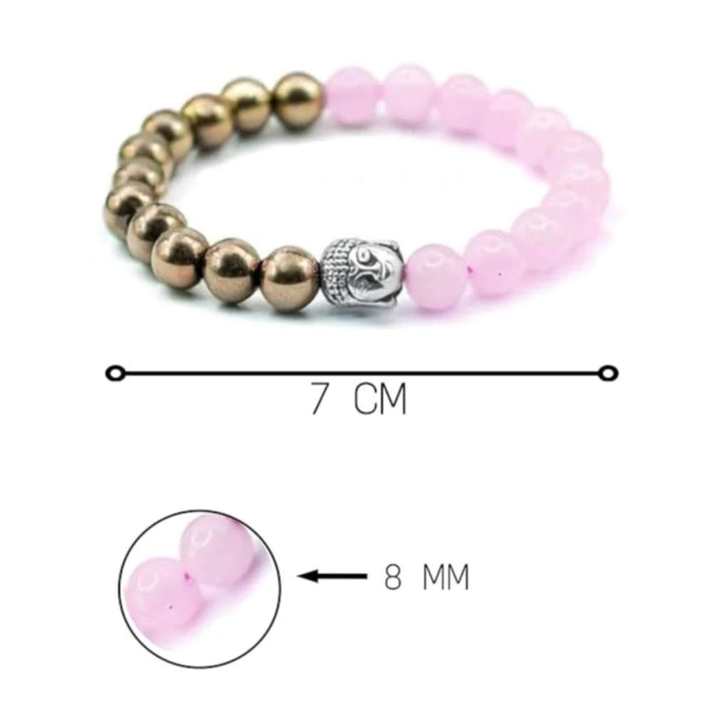 Agatesvibe Rose Quartz Bracelet for Emotional Well-being - Natural Rose Quartz with Round Beads (8mm) (Pack of 1)