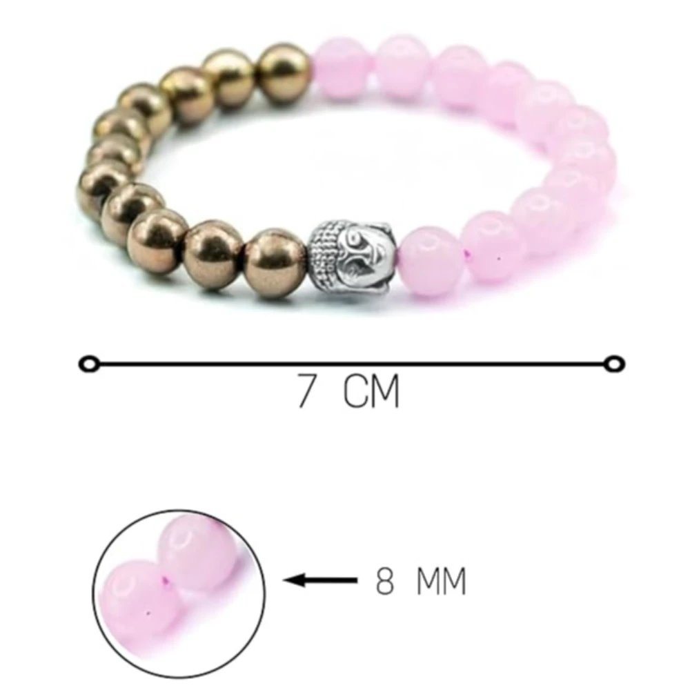 Agatesvibe Pyrite & Rose Quartz Bracelet for Women & Men – Natural Healing Crystals, 8mm Beads – Attracts Money, Love, Fame & Luck – Certified, Ideal Gift (Pack of 1)