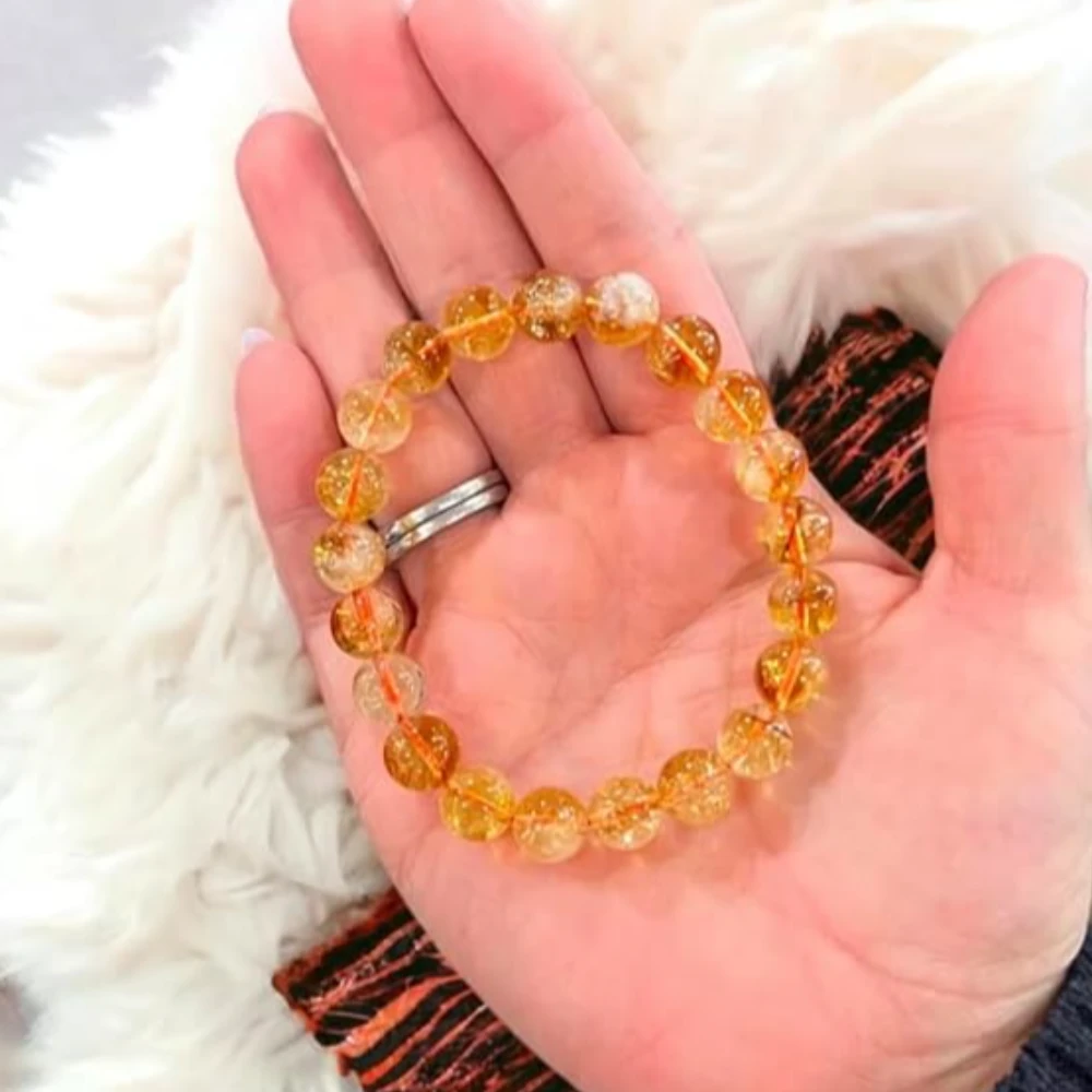 Agatesvibe Natural Citrine Bracelet - Crystal Gemstone for Men & Women, 8mm Beads