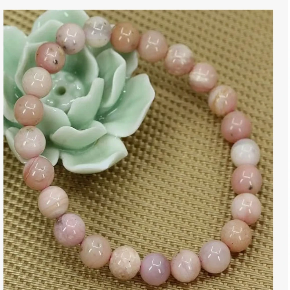 Agatesvibe Handmade Semi-Precious Gemstone Beaded Bracelet – 8mm Round Stretch Bracelet (7") for Unisex (Pack of 1) (Pink Opal)