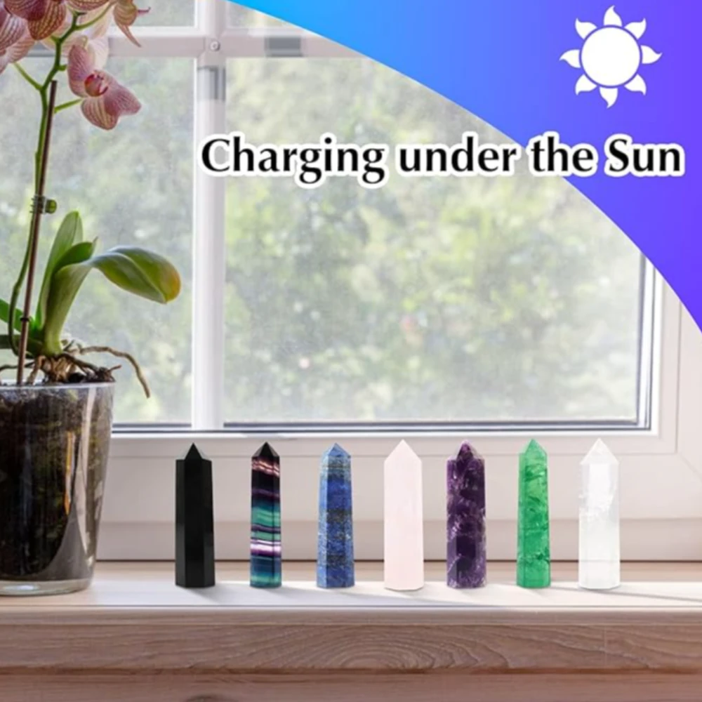 Agatesvibe Goege Bailey Amethyst Crystal Wand – Healing Stone | Faceted Reiki Chakra Meditation Tool for Energy Balancing & Spiritual Therapy (4 Pcs Black Quartz)