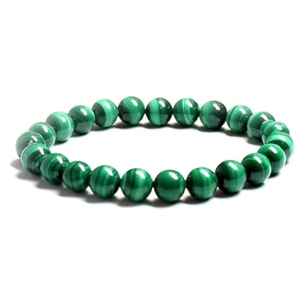 Agatesvibe Natural AAA++ Malachite Bracelet – 8mm Green Crystal Beads – Premium Jewelry Gift for Women (Pack of 1