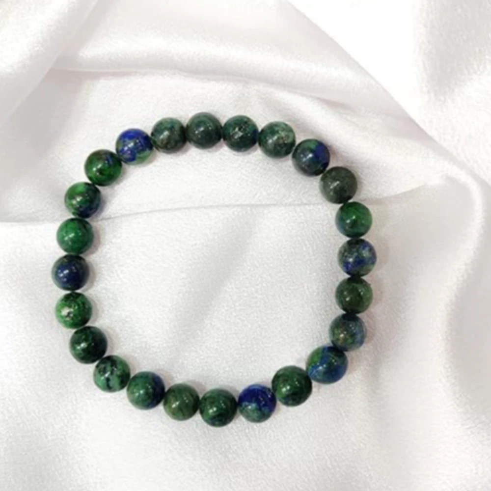 Agatesvibe Crystal Bracelet for Men & Women (8mm) | Gemstone Round Beads Bracelet for Girls | Elastic Casual Bracelet for Boys | Natural Reiki Feng Shui Healing Stone Bracelet for Unisex Adults (PAck of 1) (Chrysocolla)