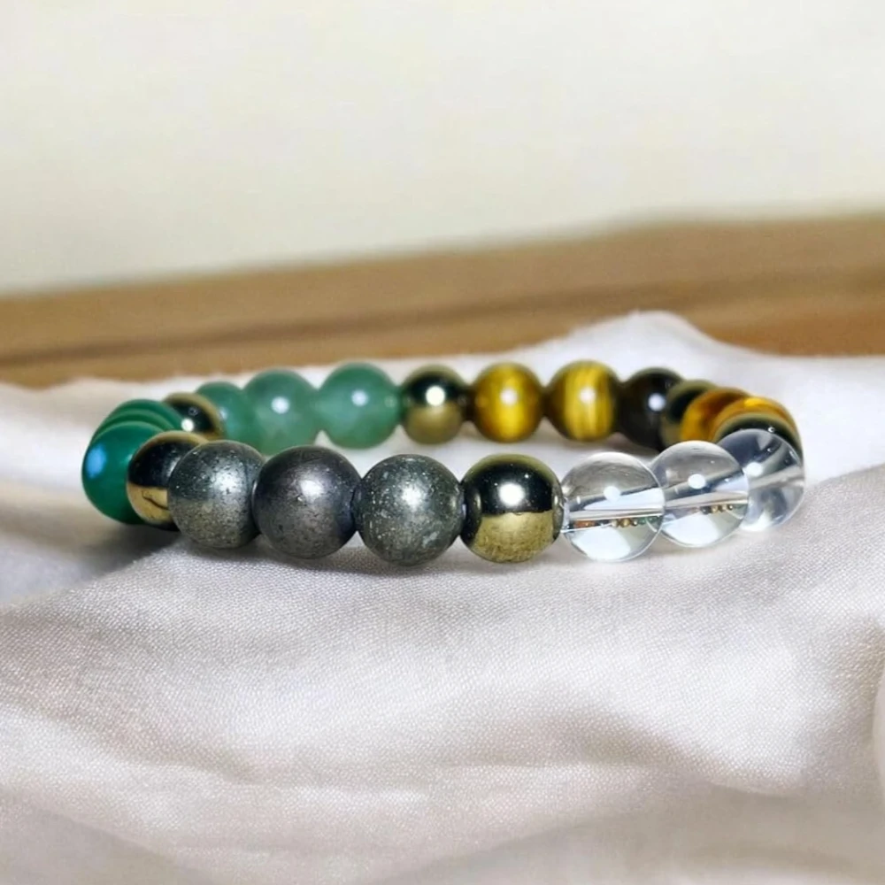 Agatesvibe Certified Dhan Yog Bracelet for Wealth & Financial Prosperity – Powerful Astrology Bracelet for Men & Women Made with Original Pyrite, Citrine & Green Aventurine Stones | Attracts Abundance, Career Growth, and Success (Pack of 1)