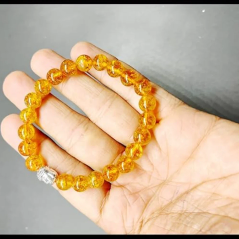Agatesvibe Buddha Natural Crystal Healing Gemstone Chakra Bracelet Charm Jewelry for Men & Women, Bead Size 8 mm,(PAck of 1) (Citrine with Buddha Head)