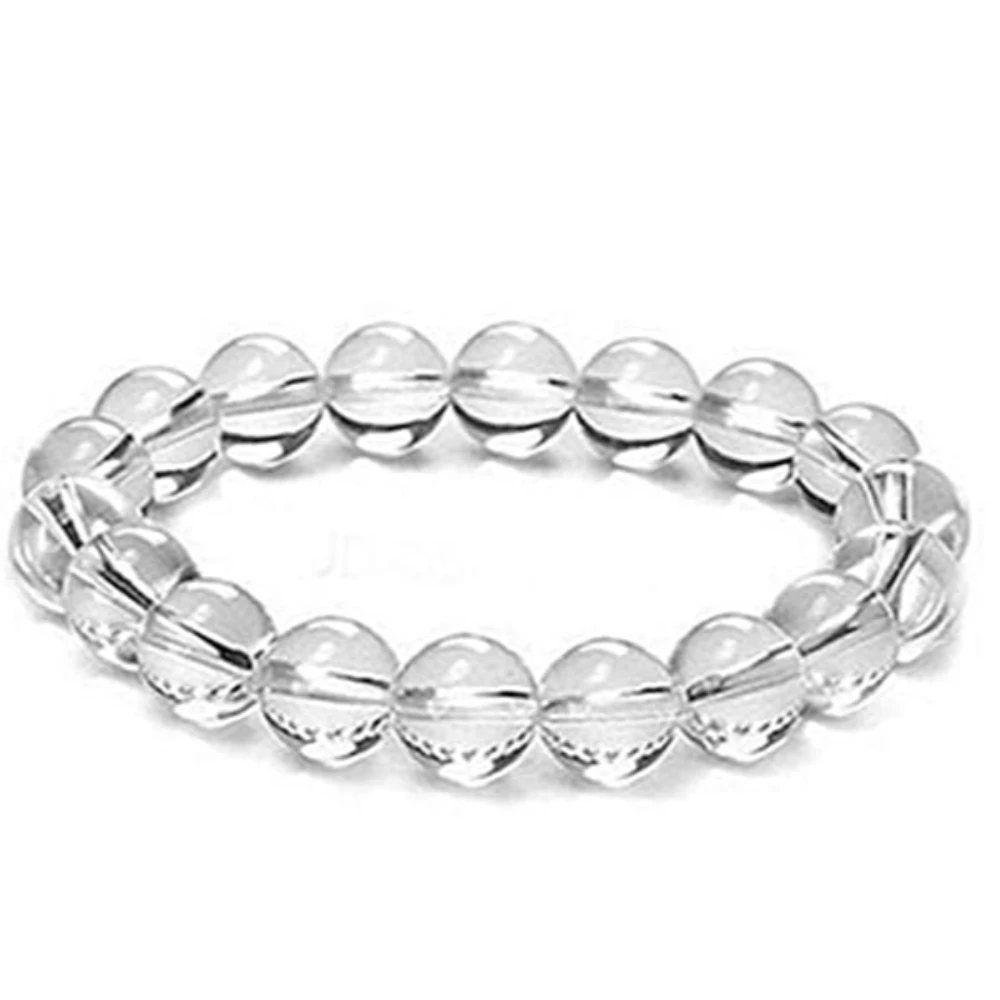 Agatesvibe Natural Clear Quartz Reiki Healing Crystal Bracelet - Lab Certified, 8mm Beads, for Men & Women