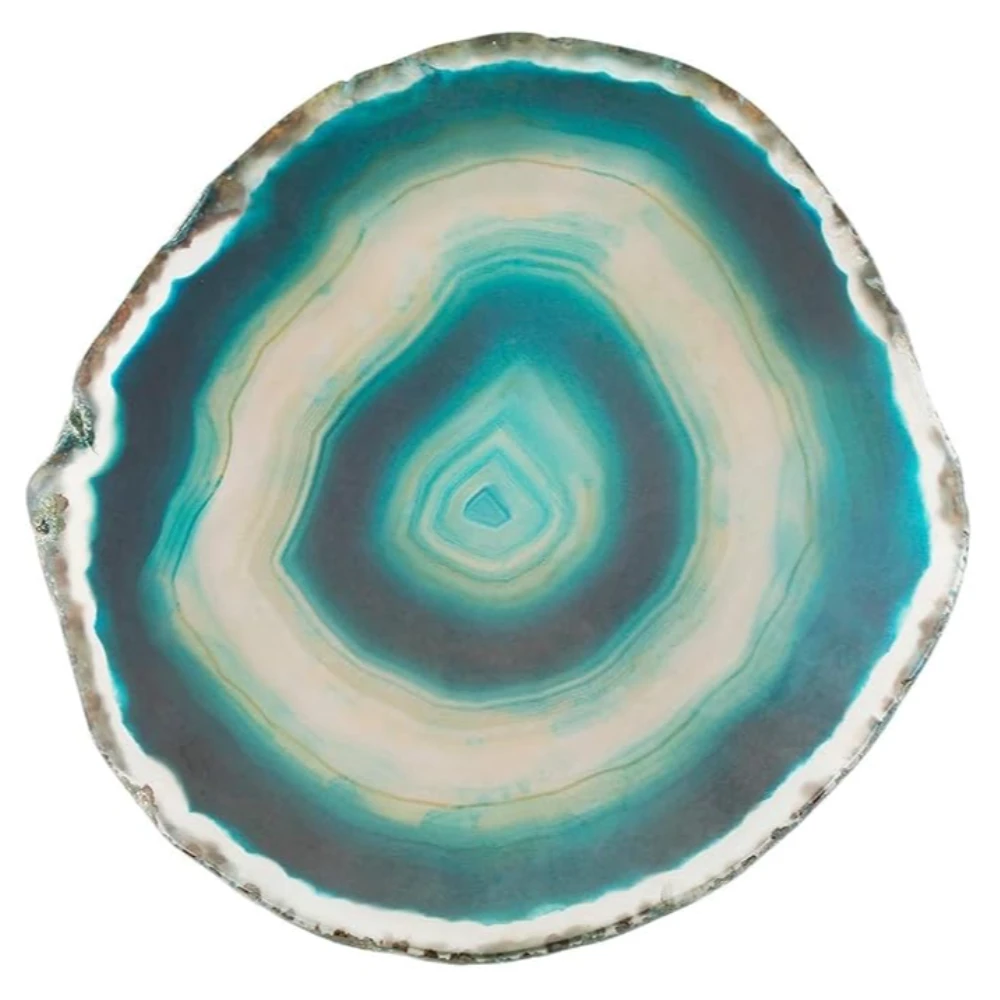 Agatesvibe 1 PC Natural Agate Slice Geode Stone – Irregular Crystal for Home Decor, Place Card Holder, Healing Stone Collection (Blue)
