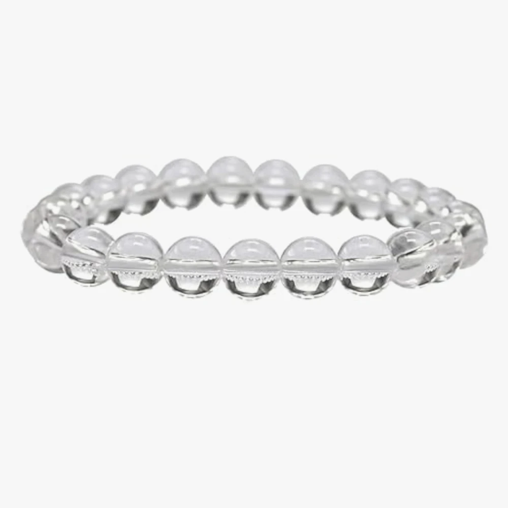 Agatesvibe Money Magnet Bracelet – Shiny Gold-Like Natural Gemstone | Unisex Wealth & Confidence Jewelry for Men & Women | Attracts Money, Fame & Good Luck (Pack of 1) (Clear Quartz)