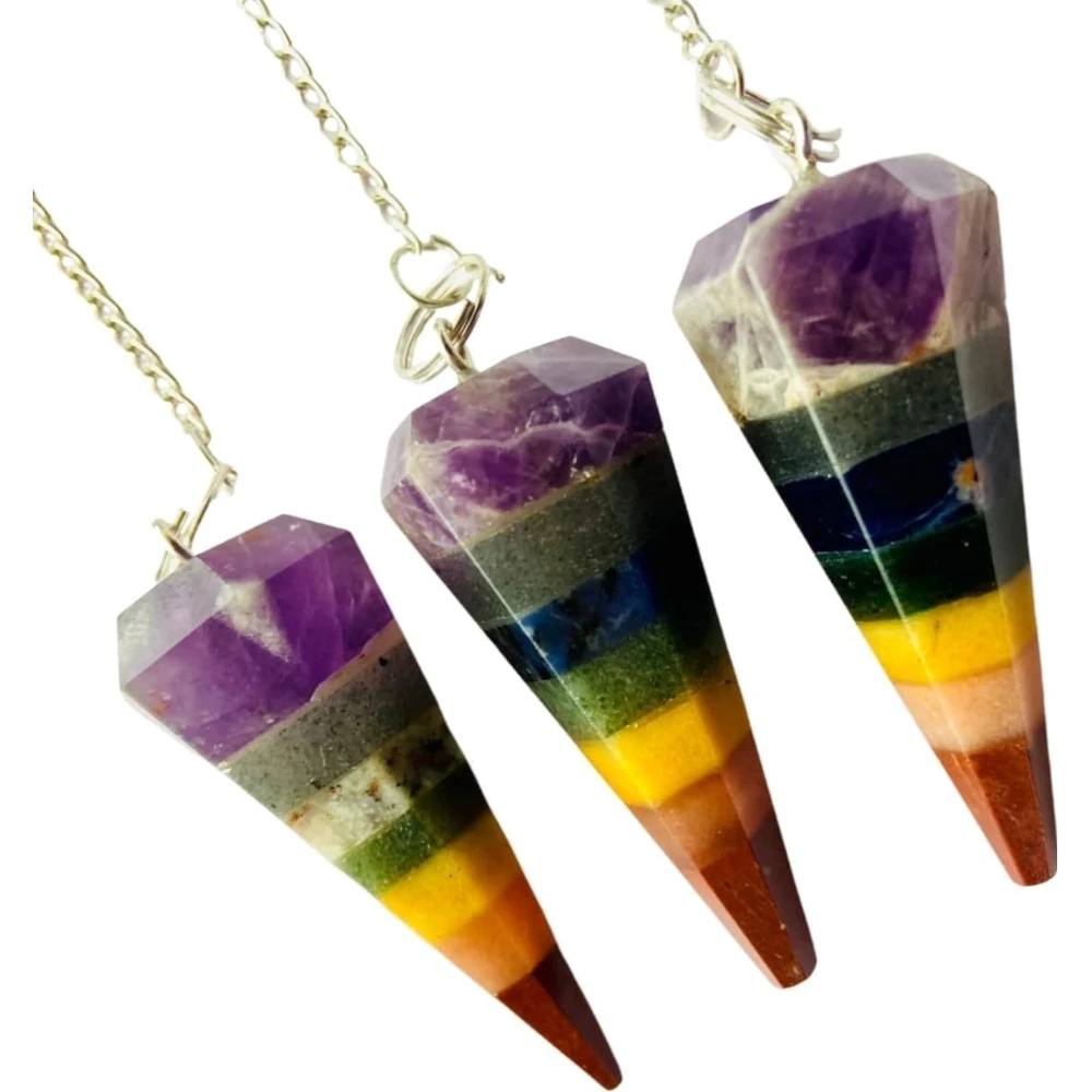 Agatesvibe "7 Chakra Stones Pendulum – Energy Healing & Dowsing Crystal | Reiki Pendulum with Chakra Chain & Ball for Meditation & Grids(Pack of 1) (Rose Quartz)