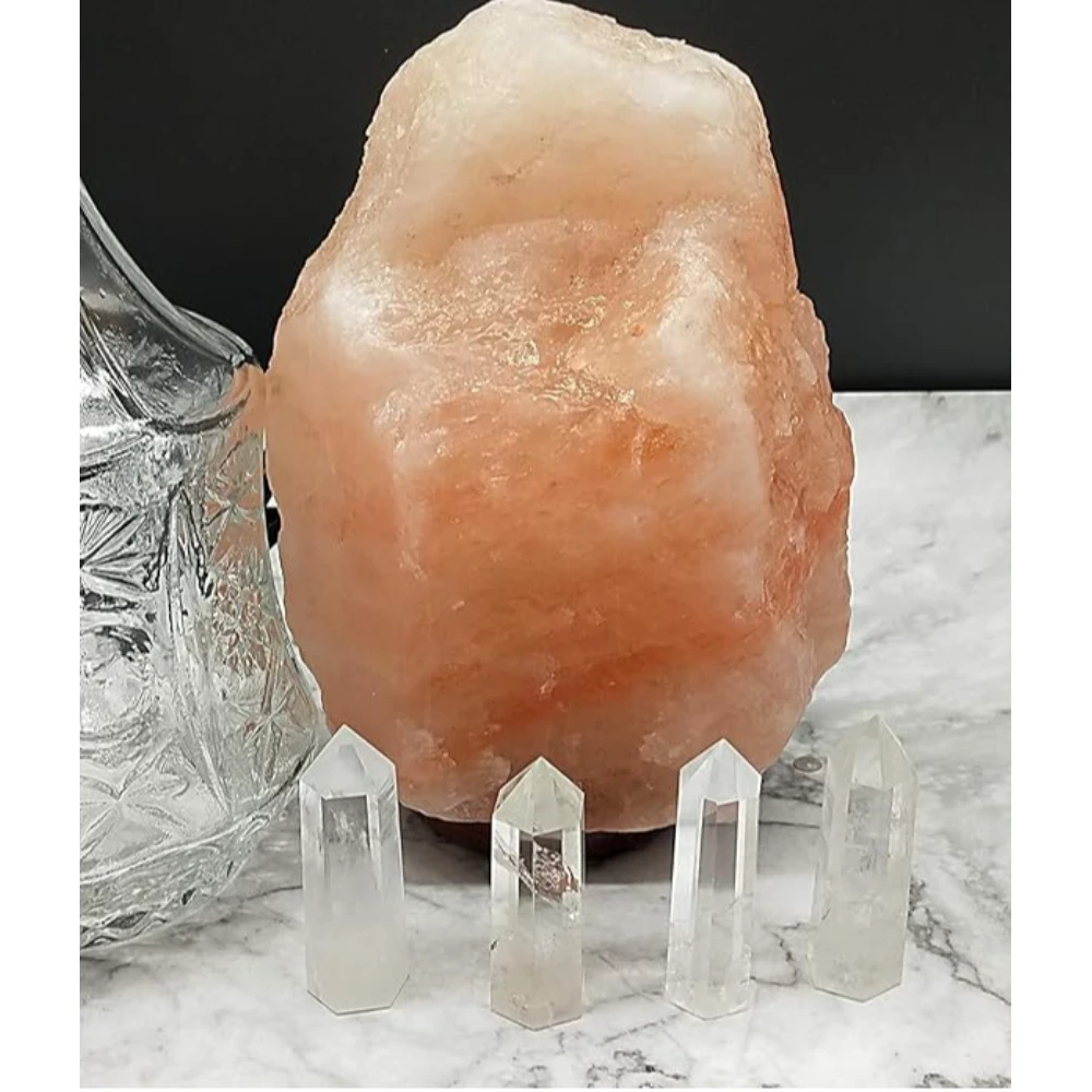 Agatesvibe Goege Bailey Amethyst Crystal Wand – Healing Stone | Faceted Reiki Chakra Meditation Tool for Energy Balancing & Spiritual Therapy (4 Pcs Clear Quartz)