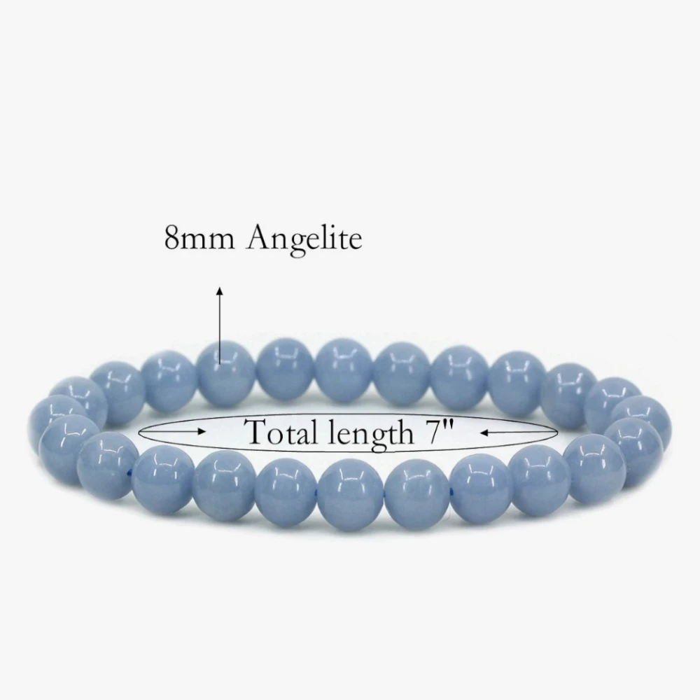 Agatesvibe Handmade Gem Semi Precious Gemstone 8mm Round Beads Stretch Bracelet (Blue Lace Agate)