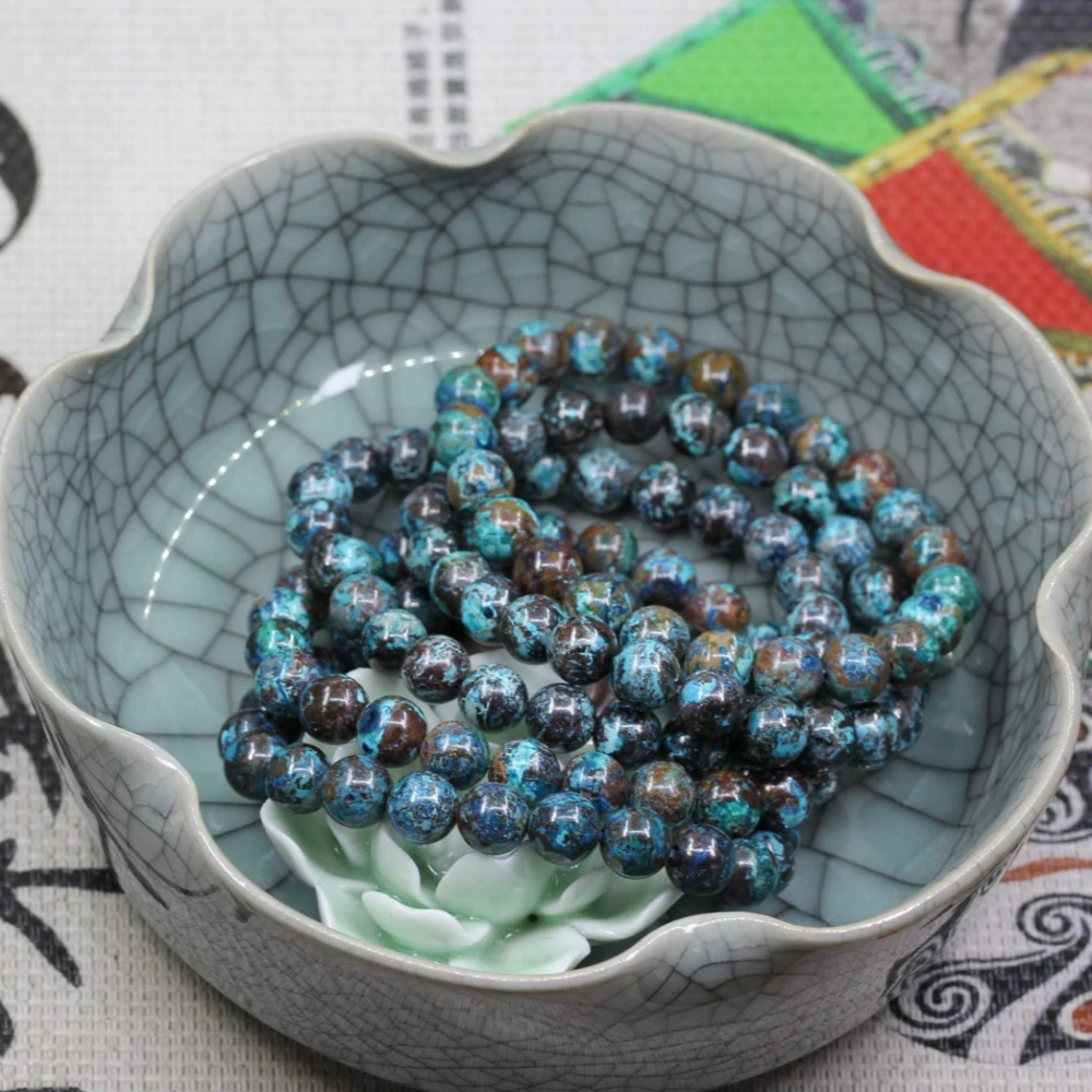 Agatesvibe Handmade Gem Semi Precious Gemstone 8mm Round Beads Stretch Bracelet 8mm Bead Size (Polychrome Jasper)