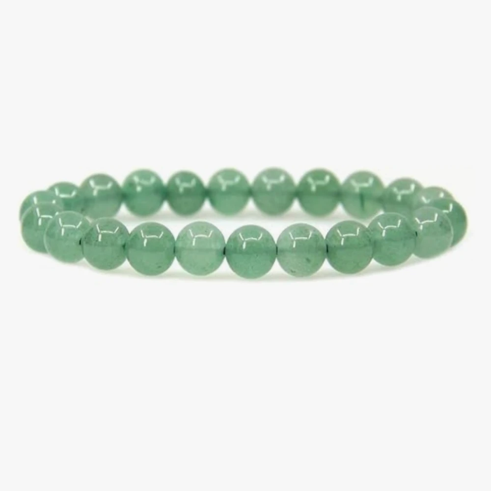 Agatesvibe Handmade Semi-Precious Gemstone Beaded Bracelet – 8mm Round Stretch Bracelet (7") for Unisex (Pack of 1) (Green Aventurine)