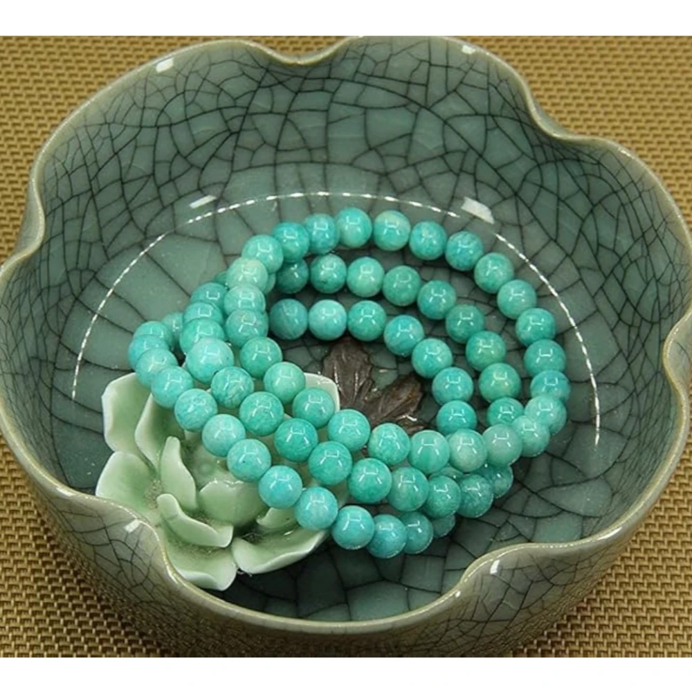 Agatesvibe Handmade Gem Semi-Precious Gemstone 8mm Round Beads Stretch Bracelet – 7" Unisex (Pack of 1) (Amazonite)