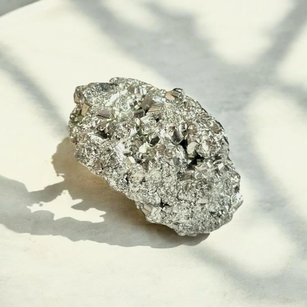 Agatesvibe Natural Pyrite Rough Stone Carats – Original Cluster from Peru | Healing Crystal for Wealth, Protection & Vastu | for Home Décor & Collection (180 Gram Pyrite Stone)