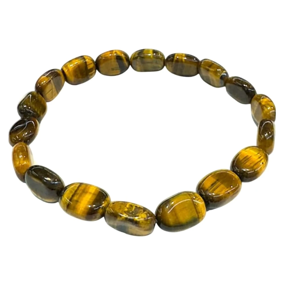 Agatesvibe Tiger's Eye Tumble Bracelet – Empower Vitality, Courage & Confidence with Solar Plexus Harmony (Pck of 1)