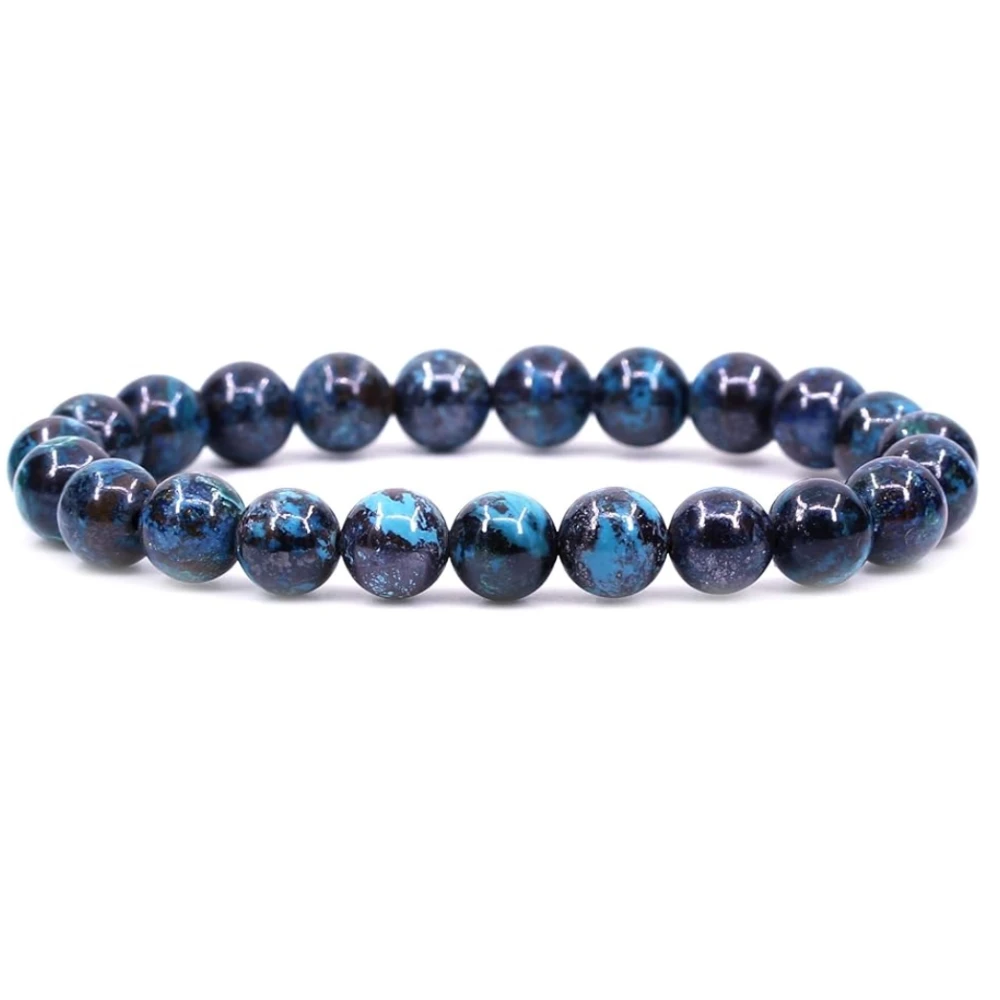 Agatesvibe Handmade Gem Semi Precious Gemstone 8mm Round Beads Stretch Bracelet 8mm Bead Size (Polychrome Jasper)