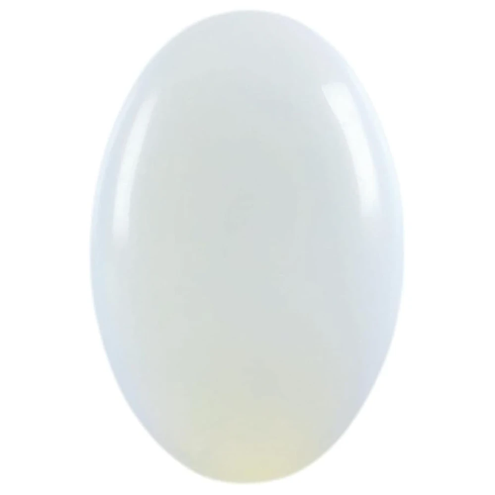 Agatesvibe Natural Palm Stone Crystal – Polished Chakra Reiki Healing Oval Worry Stone for Anxiety & Stress Relief Therapy (Pack of 1) (White)