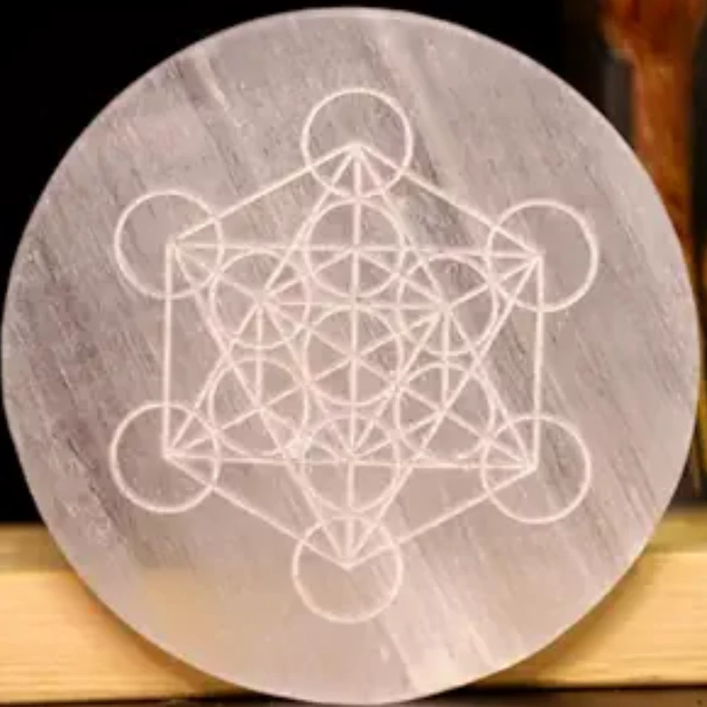 Agatesvibe Round Selenite Crystal Charging Plate - Natural Selenite Stone for Crystal Charging & Vastu (Astro)