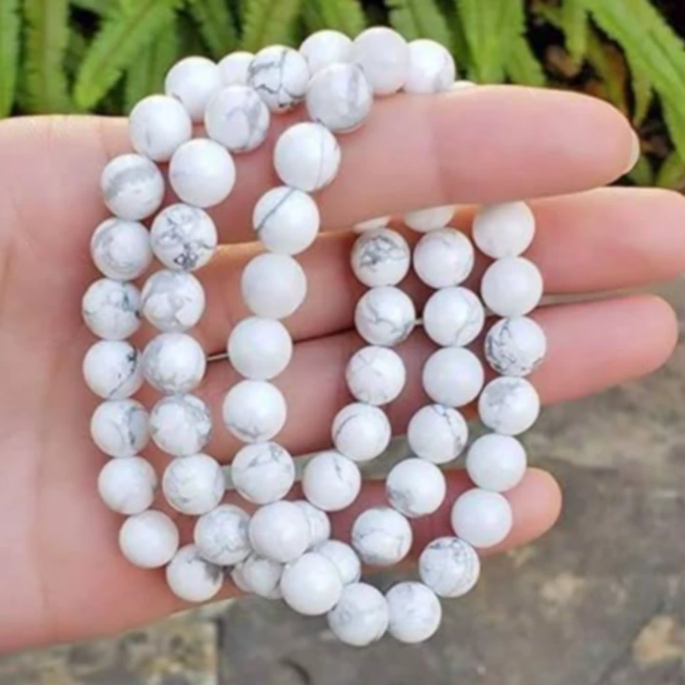 Agatesvibe Natural Certified 8mm Healing Crystal Bracelet | Unisex Stretchable Design | Chakra Balancing, Inner Peace & Abundance for Overall Well-being (Pack of 1) (Howlite)