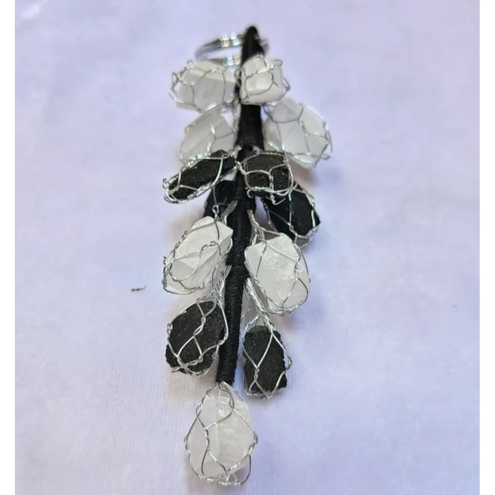 Black Tourmaline and Selenite Hanging Ornament | Energy Cleansing & Protection Décor for Home, Office & Spiritual Spaces 45% off