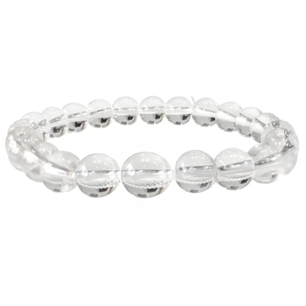 Agatesvibe Natural Clear Quartz Reiki Healing Crystal Bracelet - Lab Certified, 8mm Beads, for Men & Women