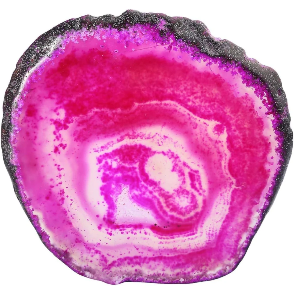 Agatesvibe 1 PC Natural Agate Slice Geode Stone – Irregular Crystal for Home Decor, Place Card Holder, Healing Stone Collection (Pink)