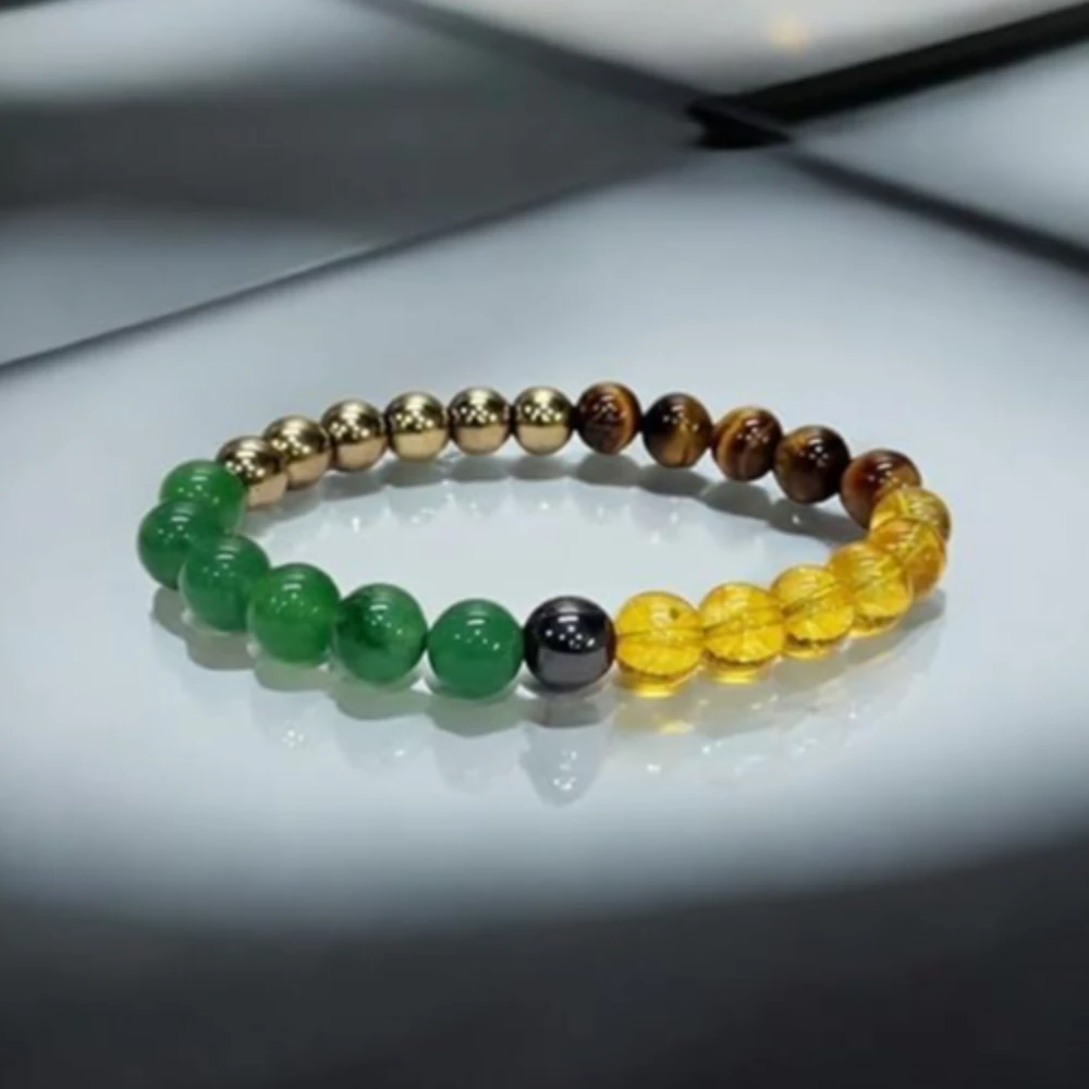 Agatesvibe Money Magnet Bracelet Pyrite, Green Aventurine, Citrine, Hematite, Tiger Eye Stone For Attracting Money, Financial Success, Good Luck, Crystal Healing Natural Gemstone Unisex-Adult