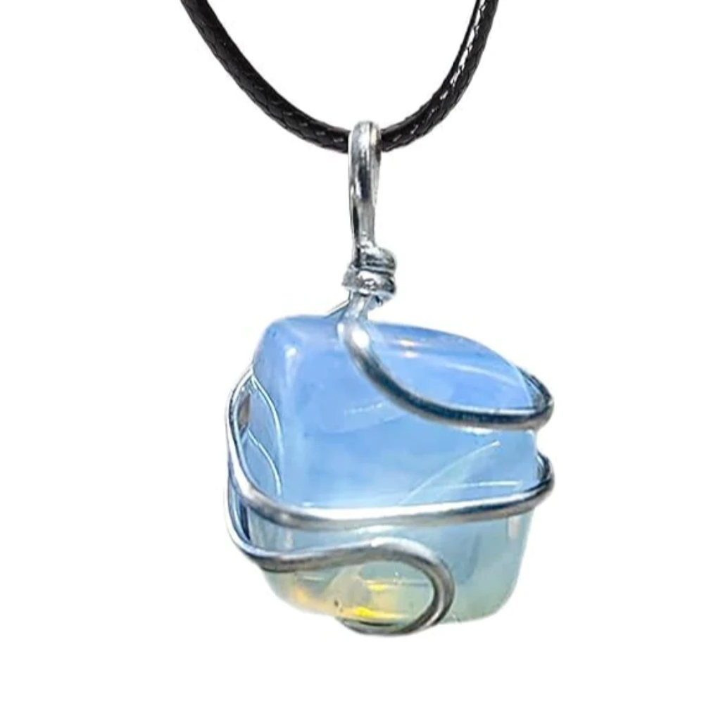 Agatesvibe Healing Crystal Pendant Necklace for Women – Handmade Jewelry with Ethically Sourced Genuine Crystals & Healing Stones (Pack of 1) (Opalite)